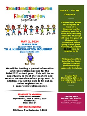 Traditional Kindergarten and Kindergarten Registration flye